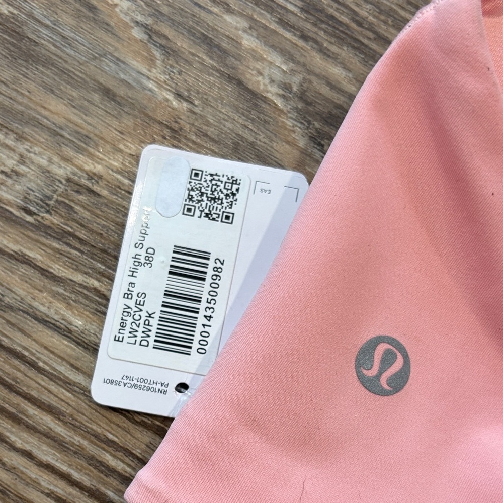 Lululemon Energy Bra High Support Sports Bra 38D in Dew Pink NWT Retails for $68 - Picture 3 of 6